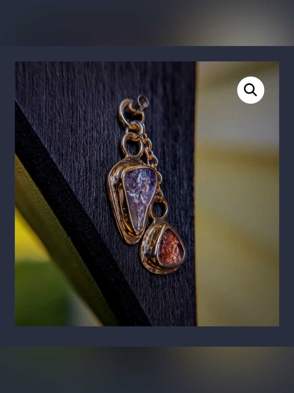 Gently used High Noon Handmade Tanagra charm w tanzanite and garnet in yg 💙💜🧡❤️